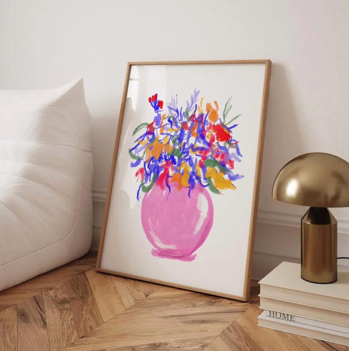 Colorful Wildflowers In Pink Vase Abstract Floral Decor Poster - Image 3