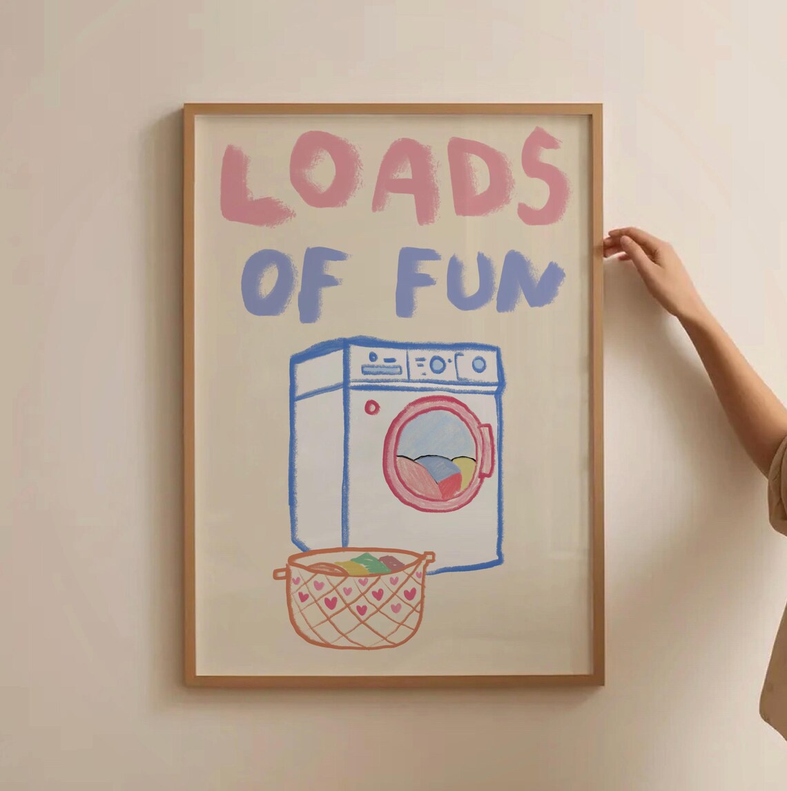 Loads Of Fun Laundry Humor Art Print, Retro Sketch