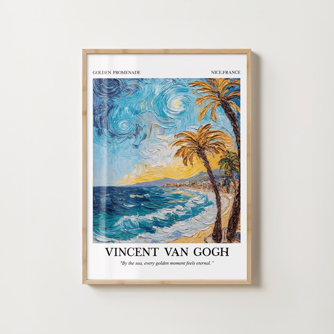 Van Gogh Inspired Golden Promenade Palm Beach Nice France Poster - Image 2