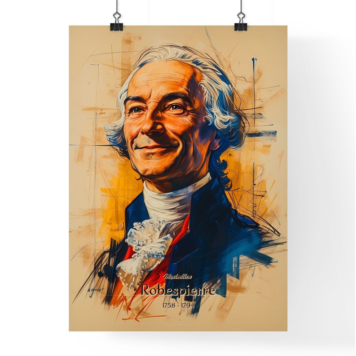 Maximilien Robespierre French Revolution Sketch Portrait Poster - Image 4