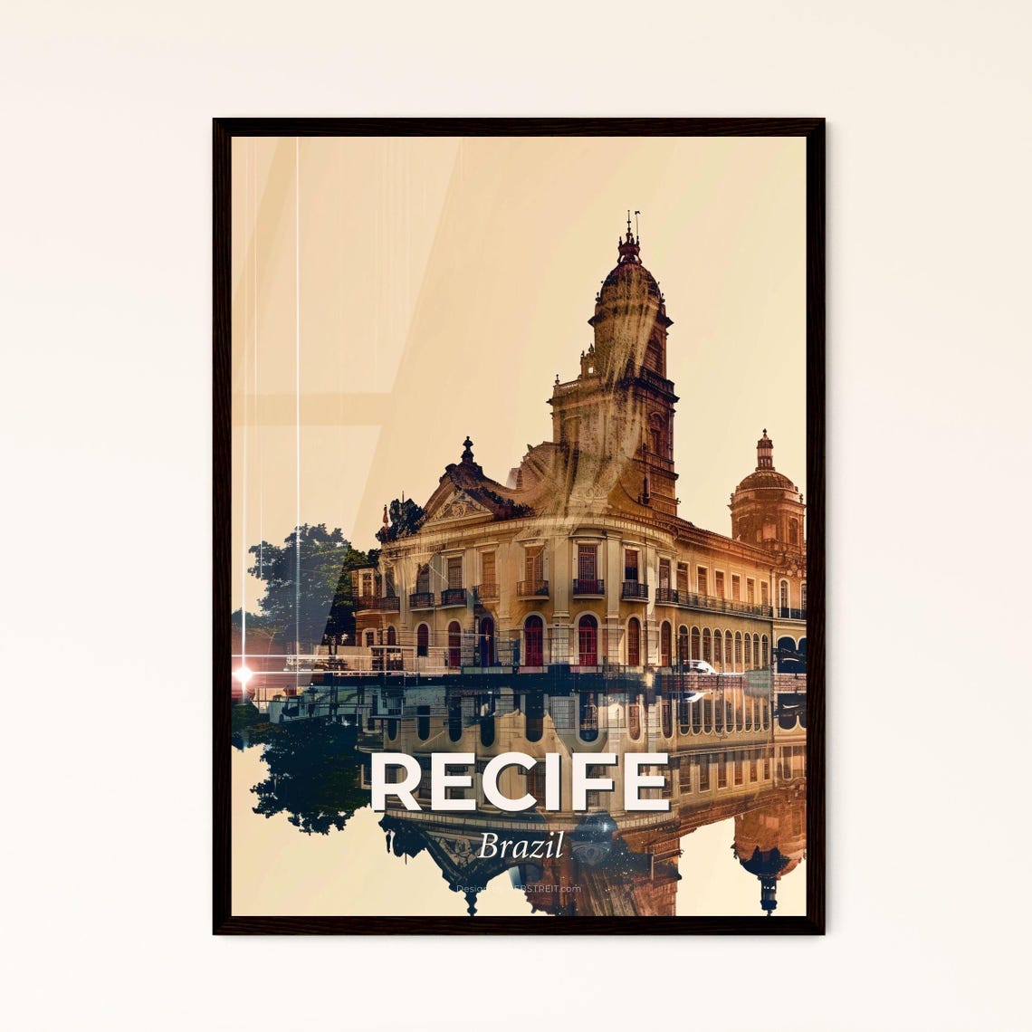 Recife Brazil Historic Twin Tower Palace Reflection Art Poster