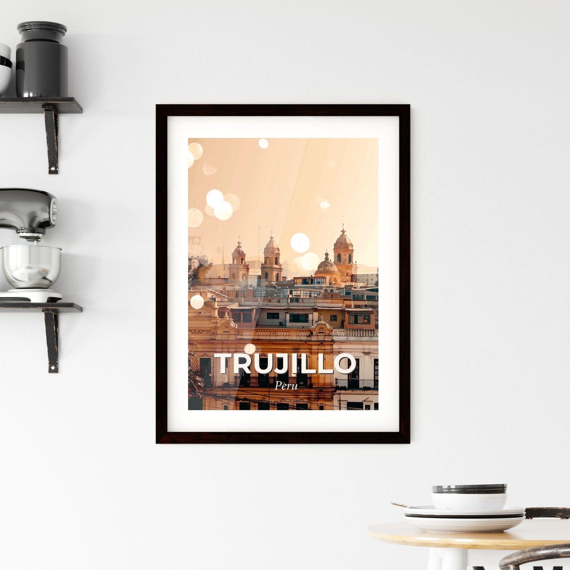 Trujillo Peru Golden Colonial Rooftops Cathedral Towers Art Poster - Image 2