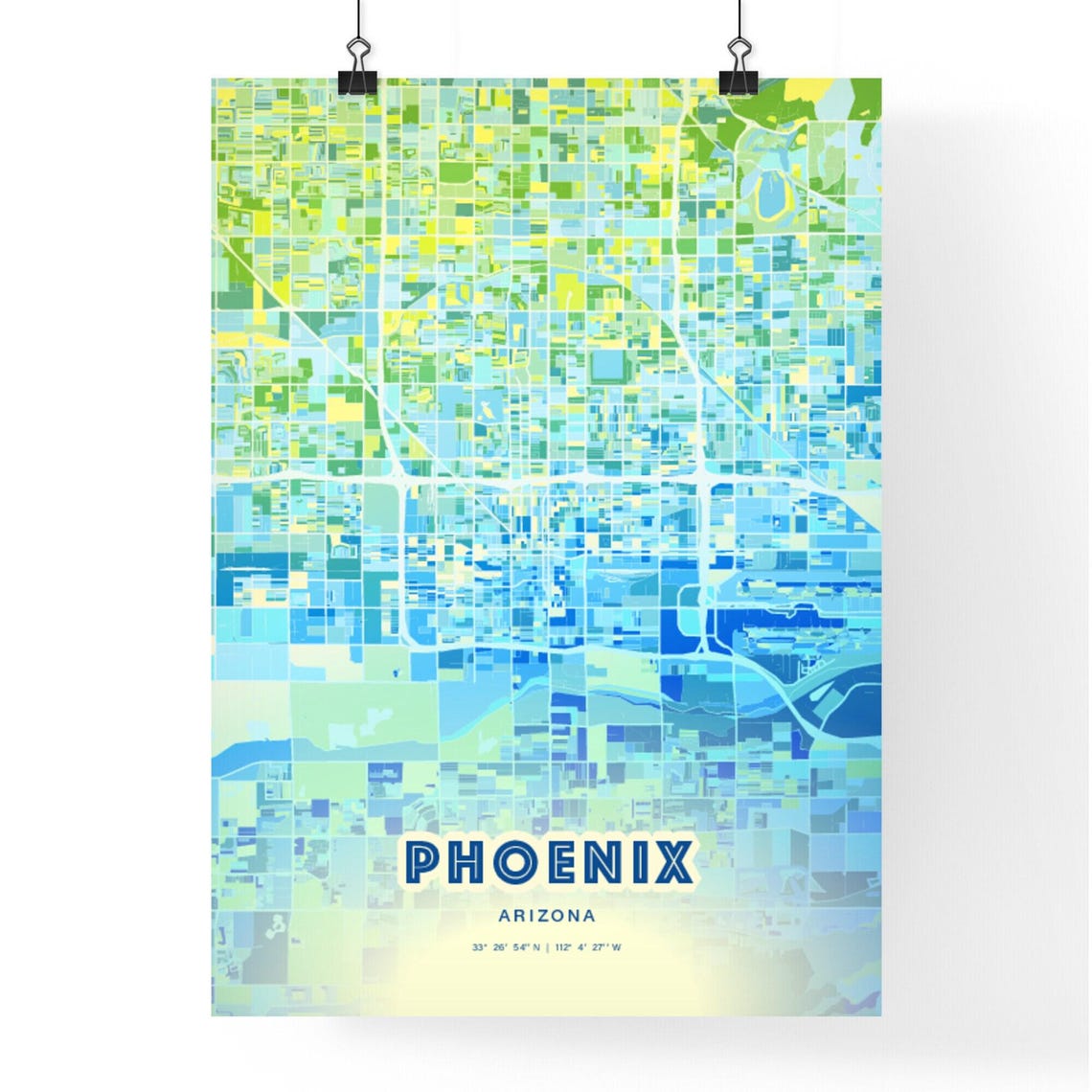 Phoenix Arizona Vibrant Abstract Watercolor City Street Map Poster - Image 3
