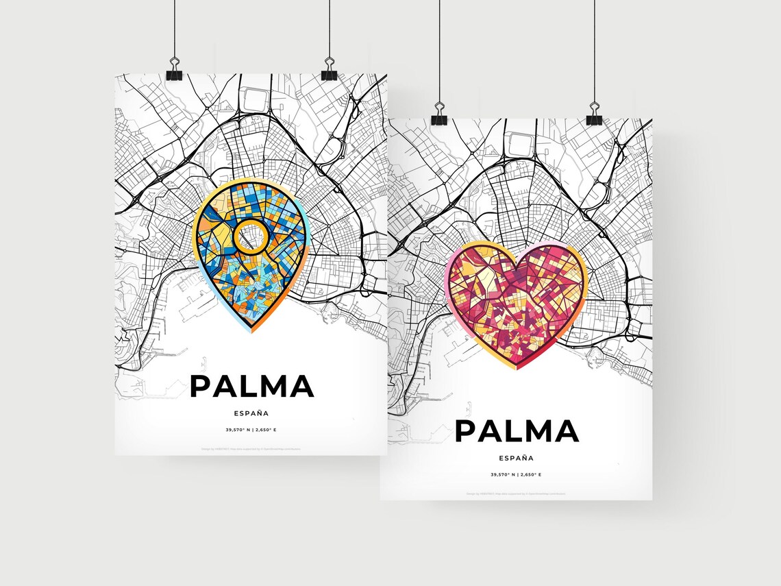 Palma de Mallorca Spain Minimal City Map Colorful Heart Icon Art Poster - Image 2