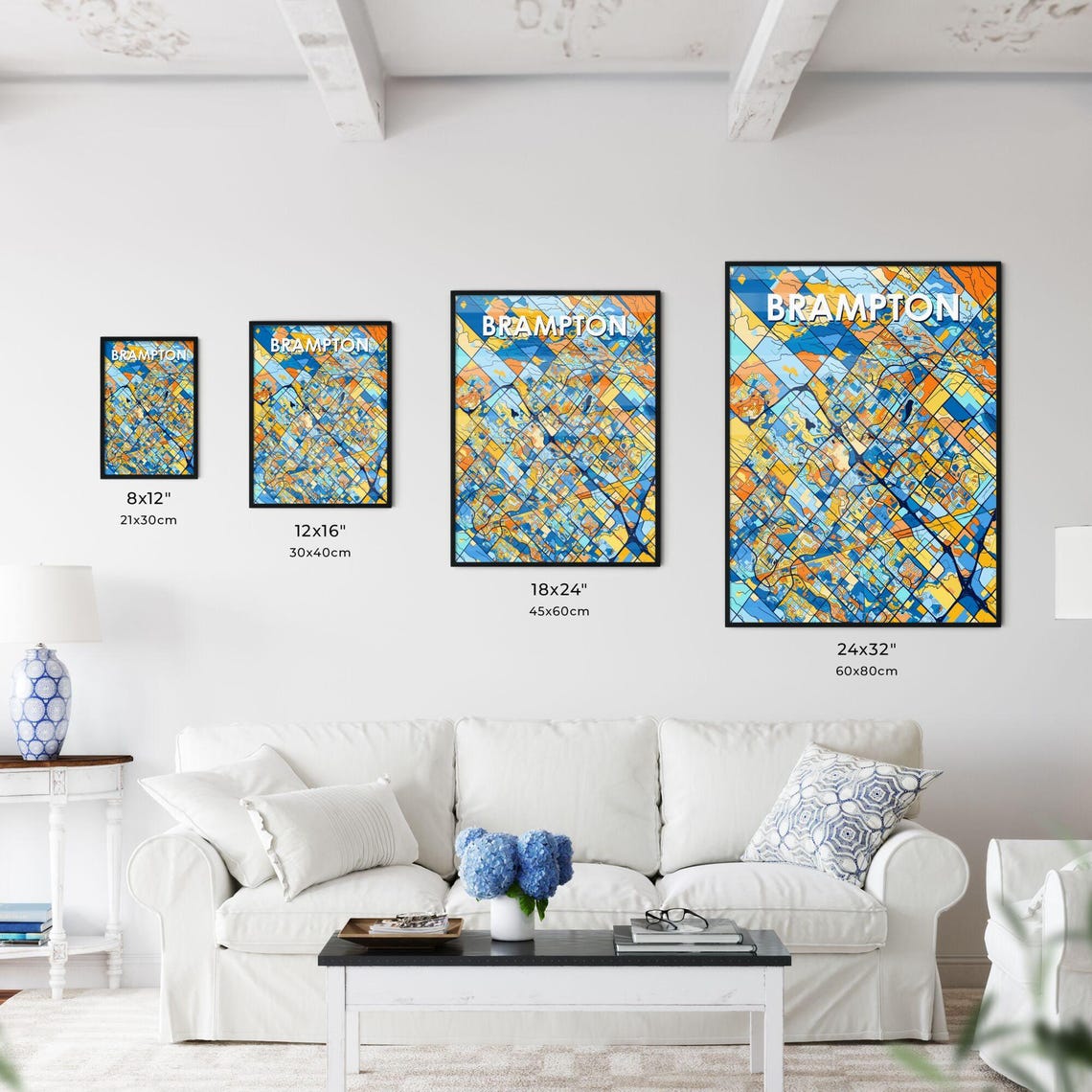 Custom Brampton Canada Vibrant Colorful City Street Map Art Poster - Image 3