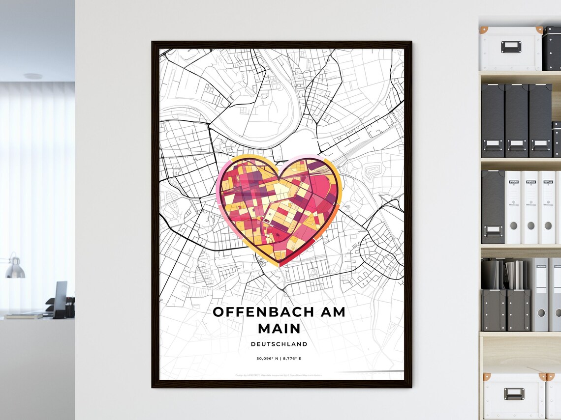 Offenbach am Main Germany Where It All Began Heart Map Coordinates Poster