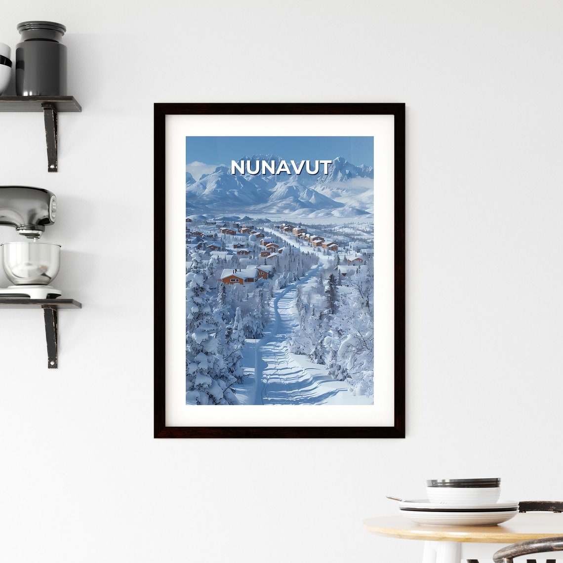 Nunavut Snowy Arctic Village Mountain Landscape Winter Poster - Image 2