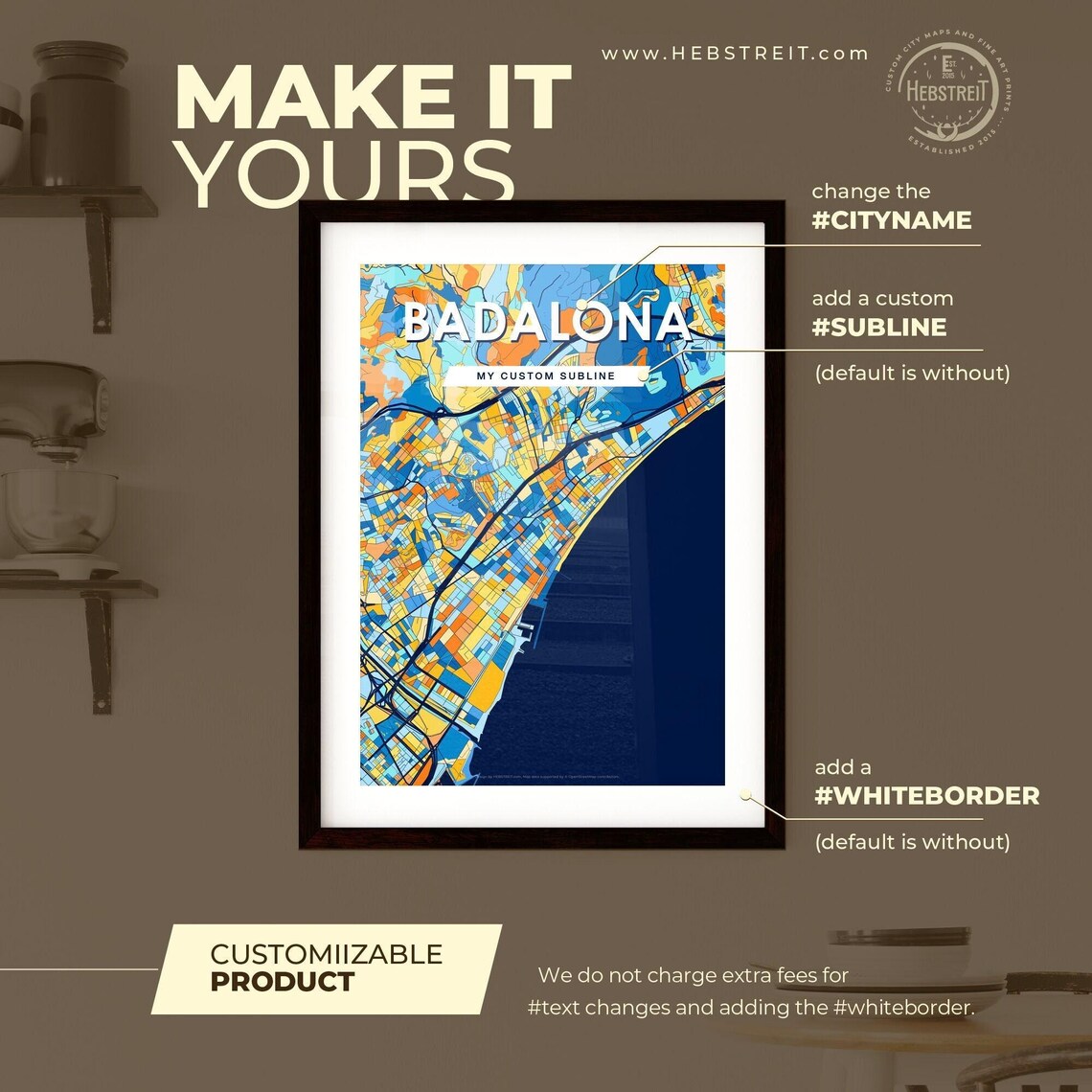 Badalona Spain Colorful City Street Map Poster Vibrant Travel Decor Gift - Image 2