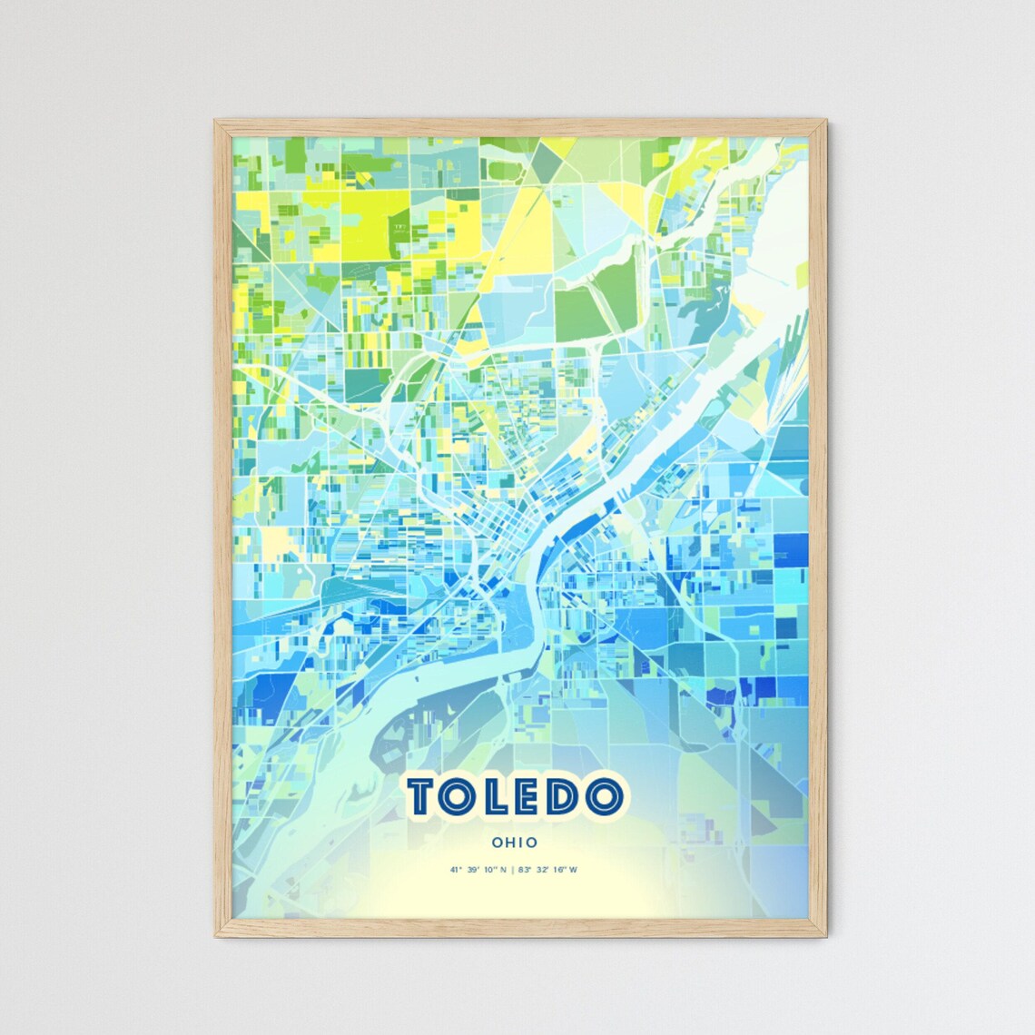 Toledo Ohio Colorful Abstract Watercolor City Street Map Art Poster