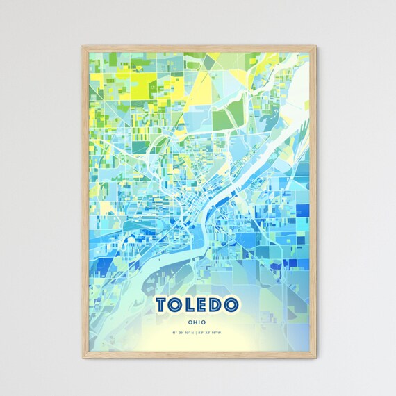 Toledo Ohio Colorful Abstract Watercolor City Street Map Art Poster
