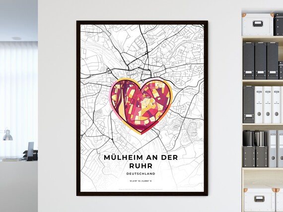 Mülheim an der Ruhr Germany Where It All Began Heart Map Coordinates Poster