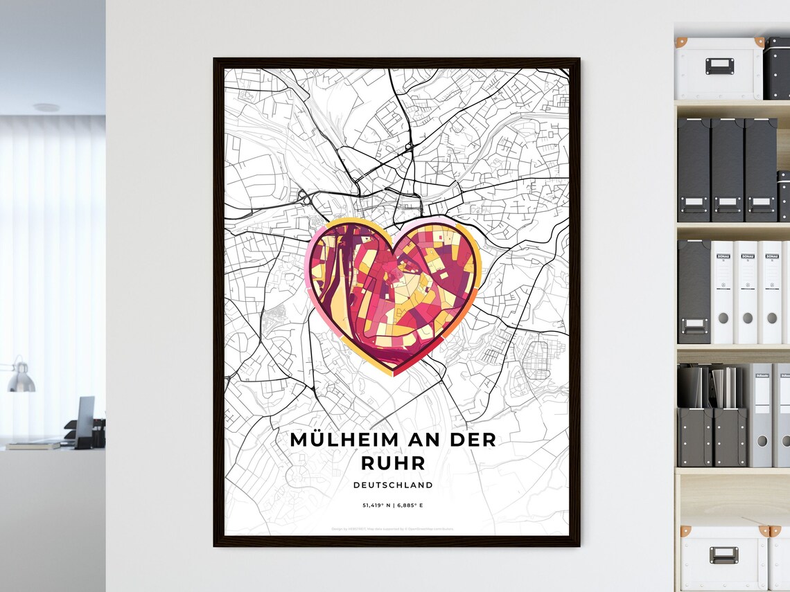 Mülheim an der Ruhr Germany Where It All Began Heart Map Coordinates Poster