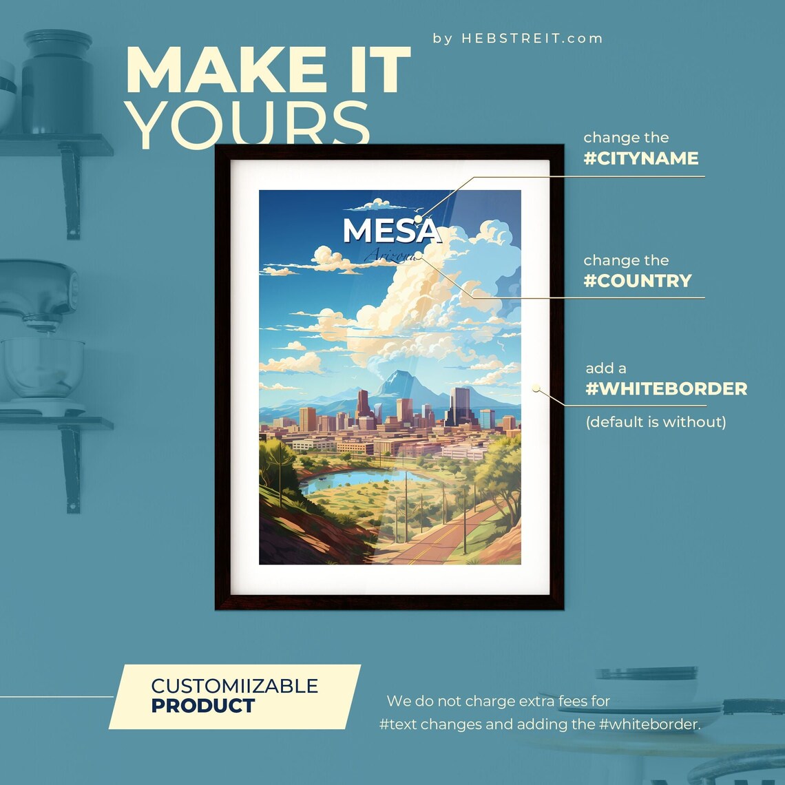 Mesa Arizona Desert Valley Mountain Lake Vista Travel Poster - Image 2