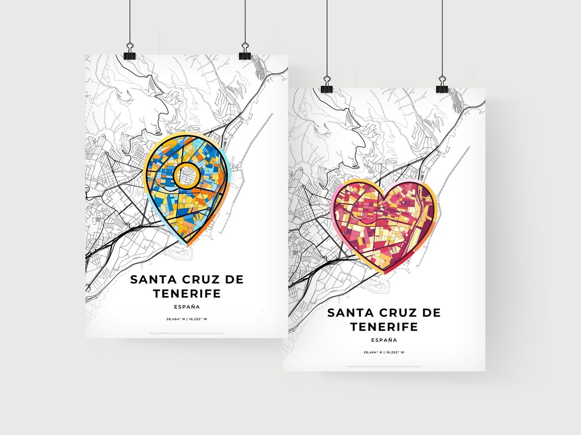 Santa Cruz de Tenerife Spain Romantic Minimalist Heart City Map Art Poster - Image 2