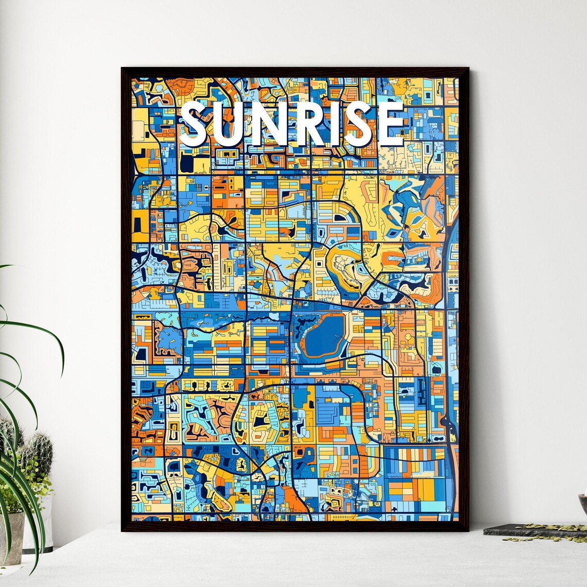 Sunrise Florida Colorful Modern City Street Map Travel Decor Poster