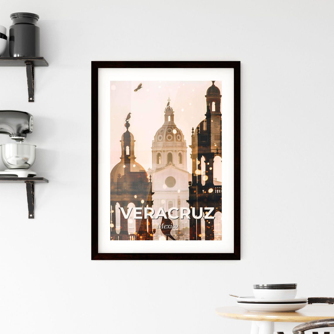 Veracruz Mexico Colonial Cathedral Domes Golden Skyline Poster - Image 2