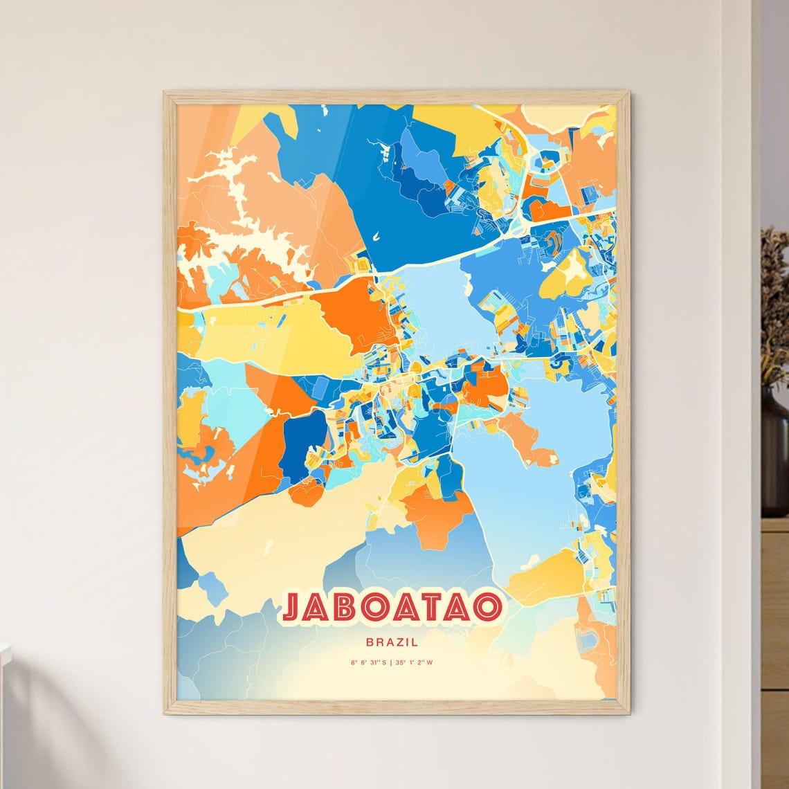 Jaboatao Brazil Modern Colorful City Map Art Coordinates Poster