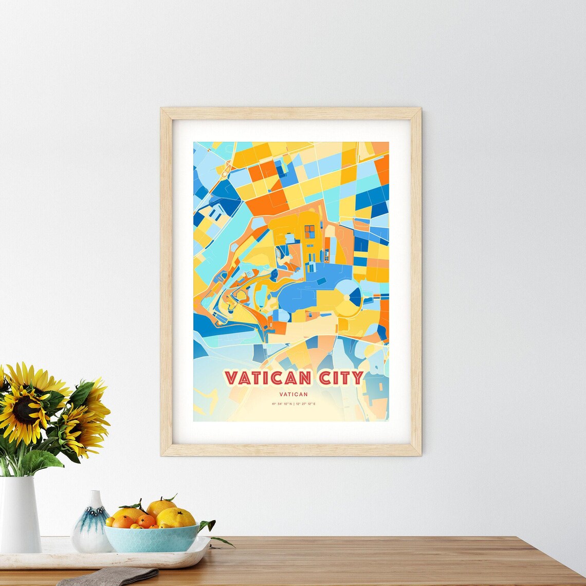 Vatican City Colorful City Street Map Coordinates Fine Art Poster - Image 2