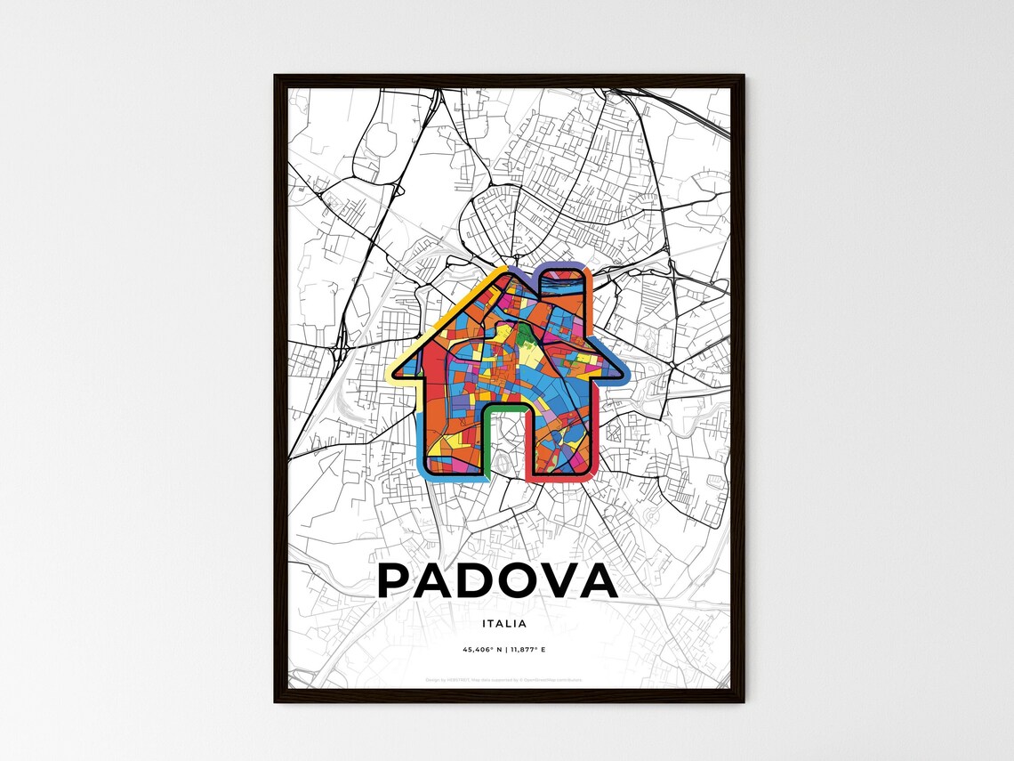 Padova Italy Minimalist Line Art Heart Shaped City Map Poster - Image 3