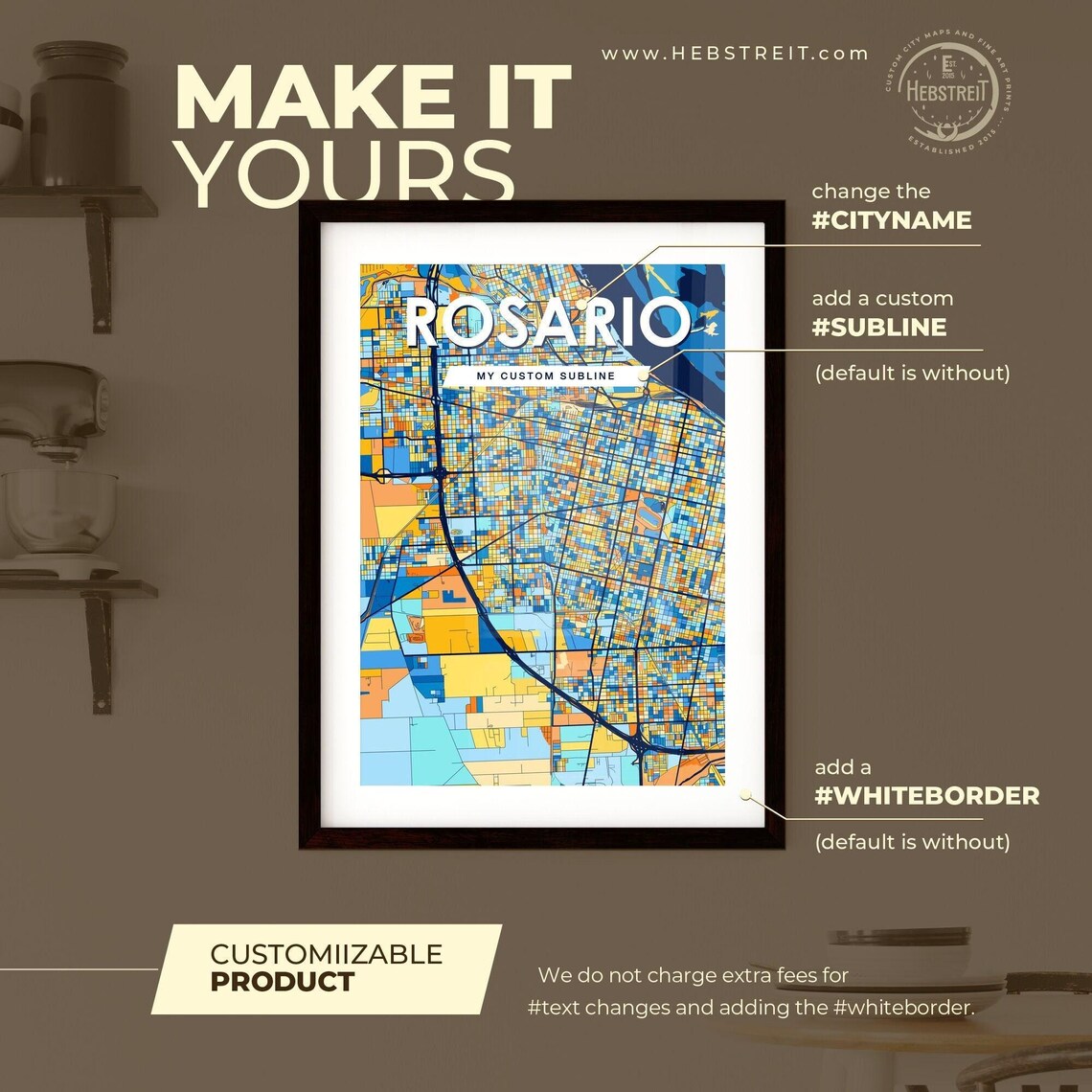 Rosario Argentina Colorful Vibrant City Street Map Art Poster - Image 2