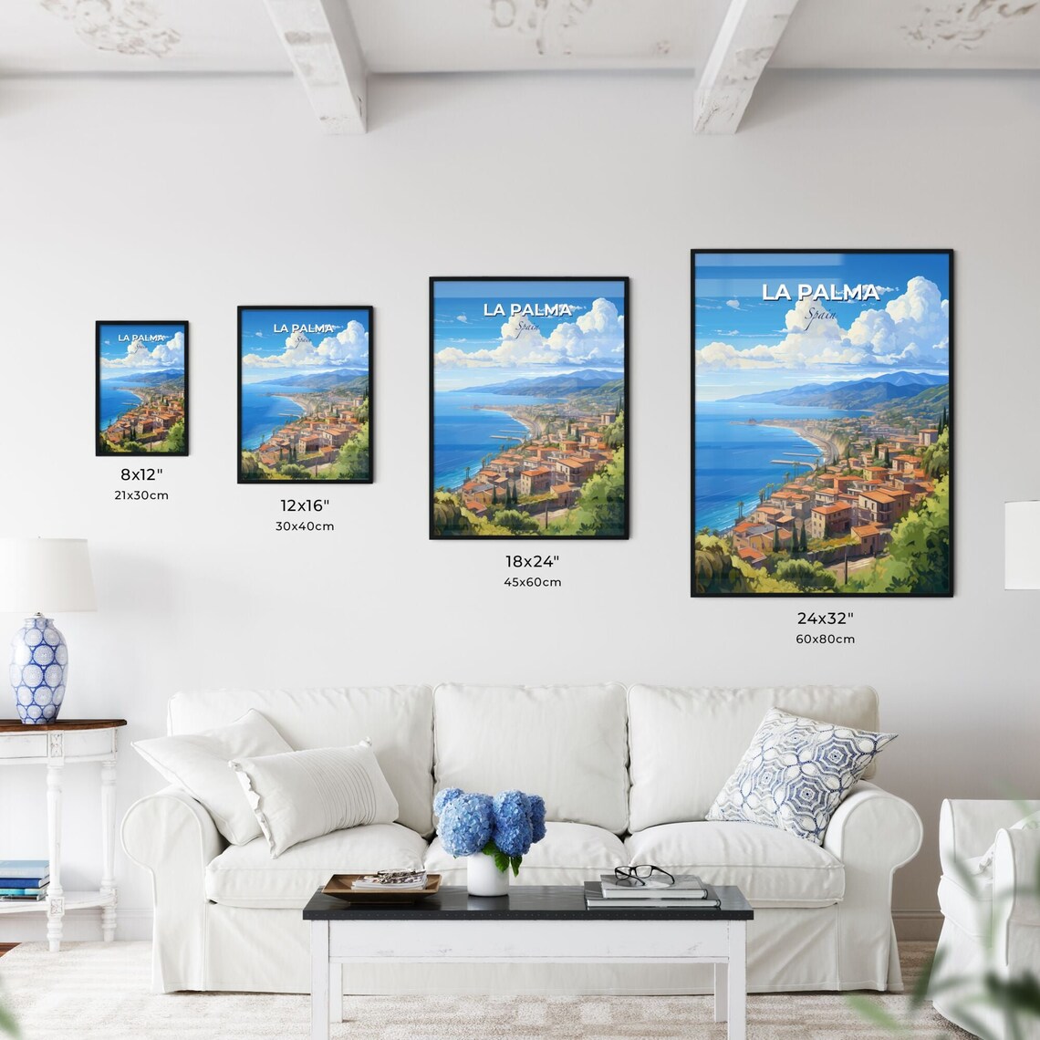 La Palma Spain Coastal Town Beach And Harbor Vista Art Poster - Image 3