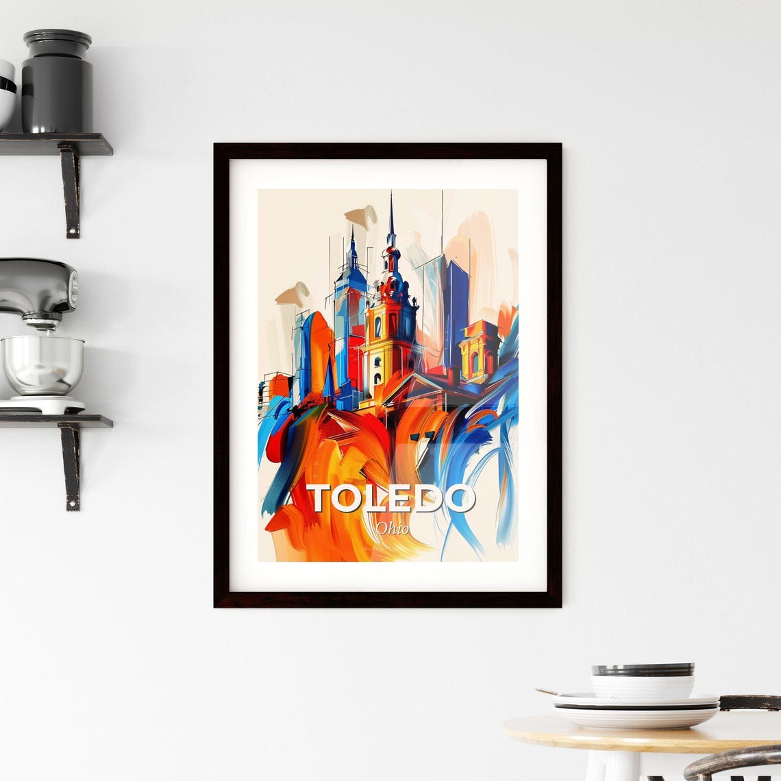 Toledo Ohio Dynamic Abstract City Skyline Painting Art Poster - Image 2