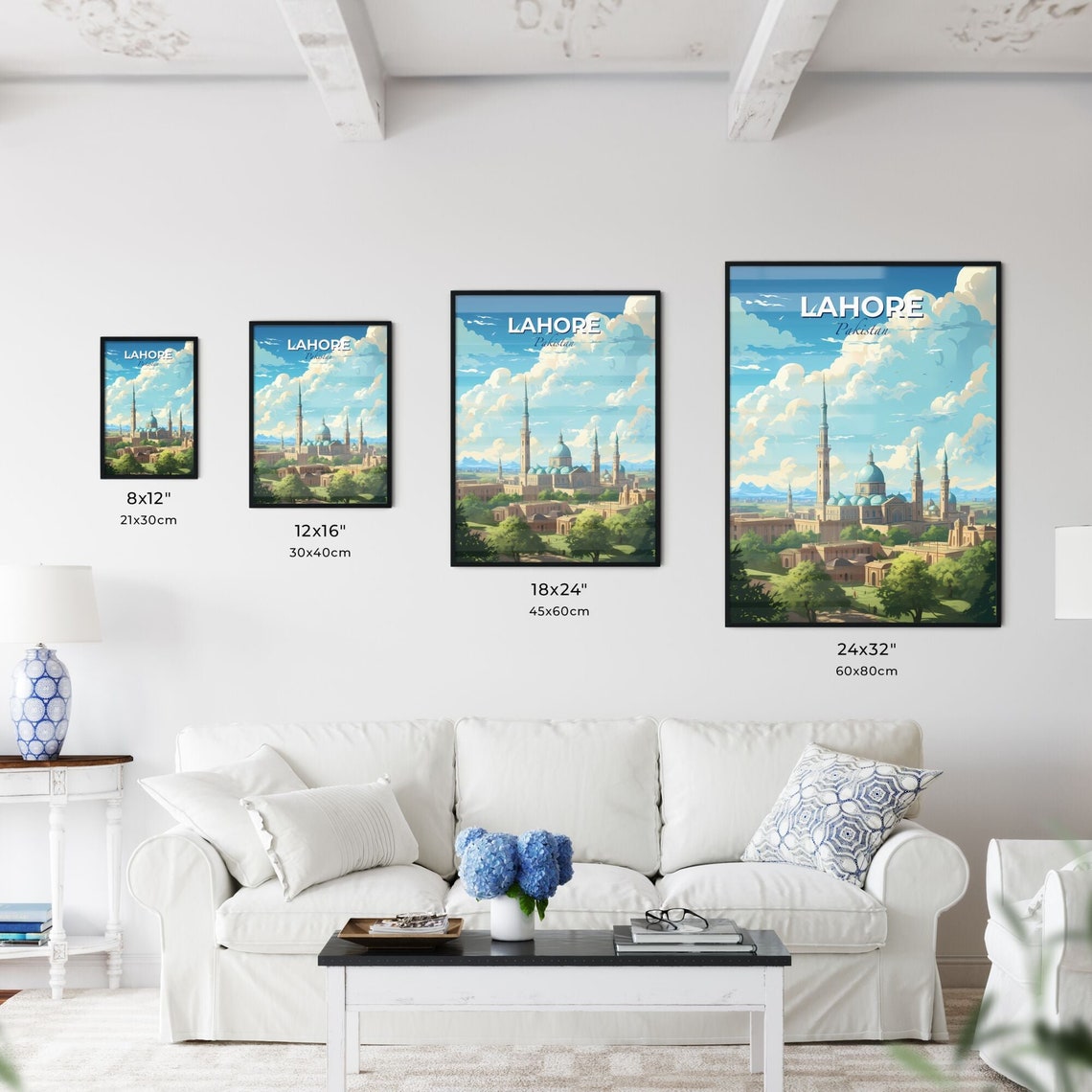 Lahore Pakistan Grand Badshahi Mosque Domes Skyline Travel Poster - Image 3