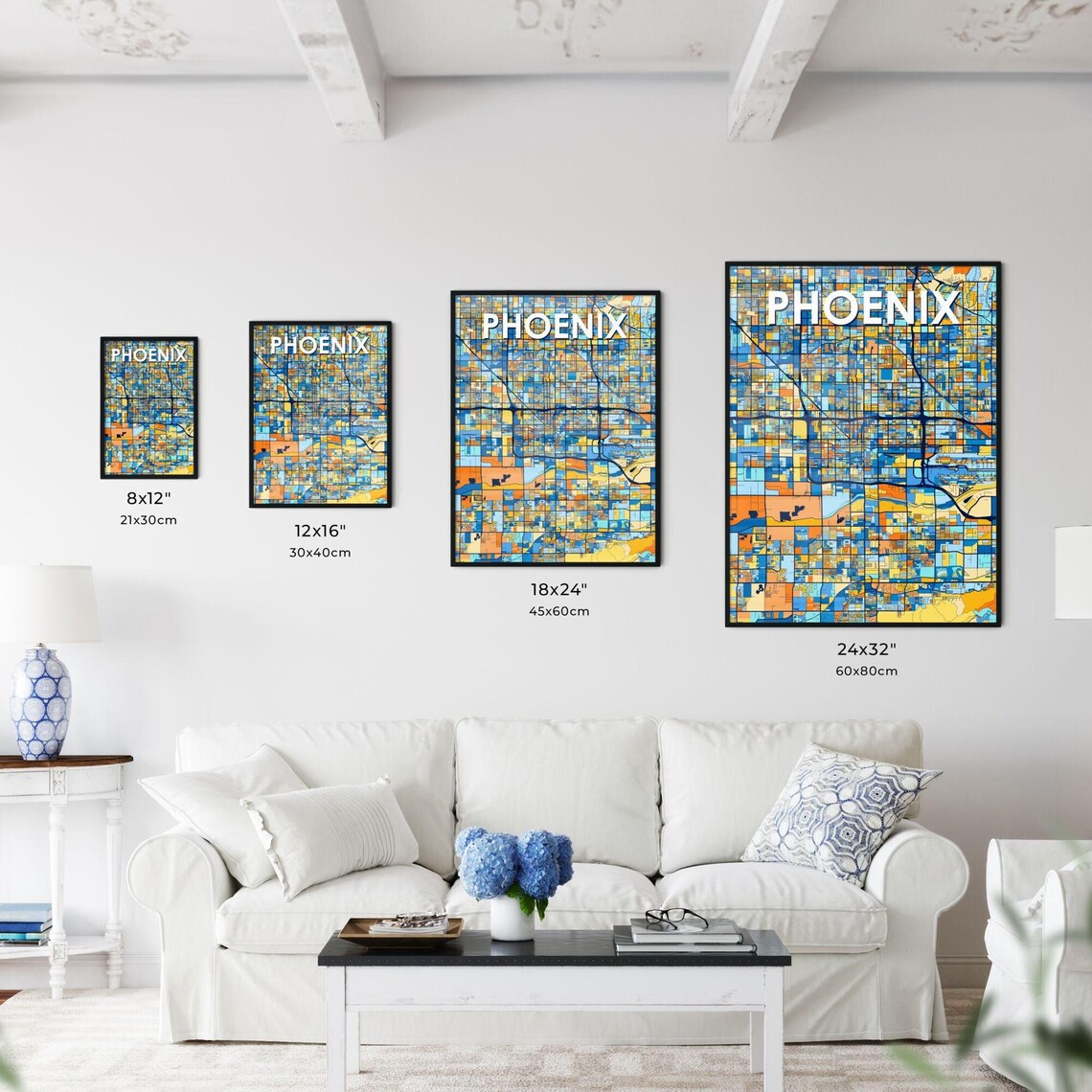 Phoenix Arizona Vibrant Colorful Mosaic City Street Map Art Poster - Image 3