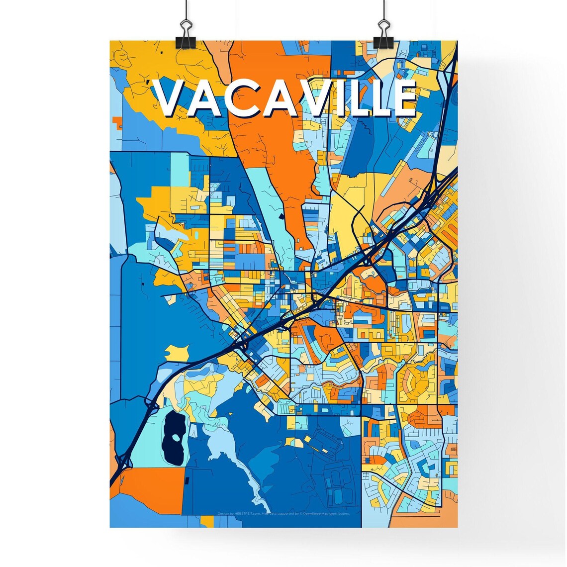 Vacaville California City Map Poster Colorful Modern Wall Decor - Image 4