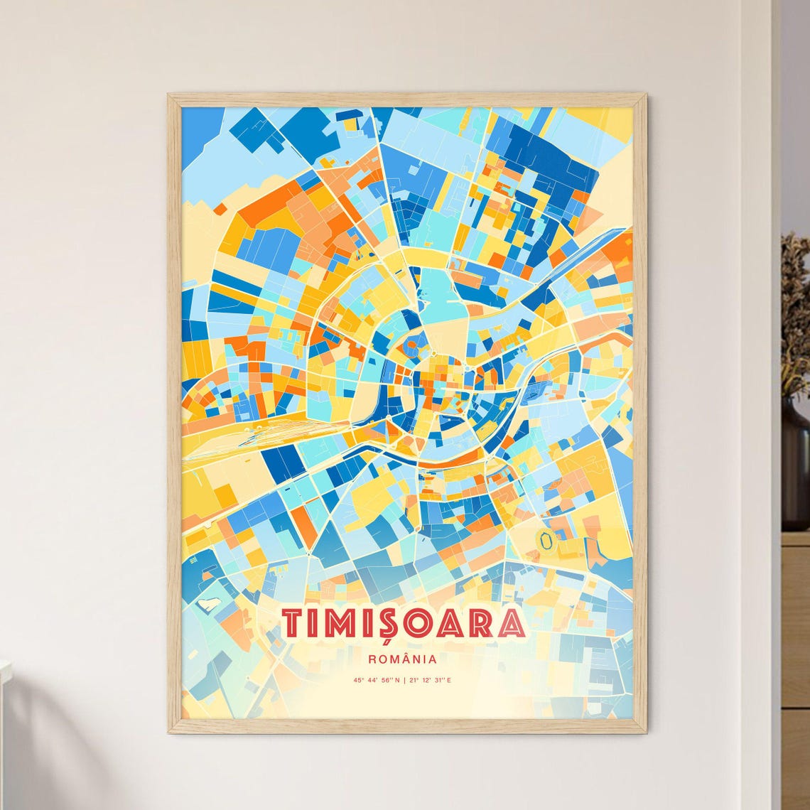 Timisoara Romania Vibrant Colorful City Street Map Art Poster