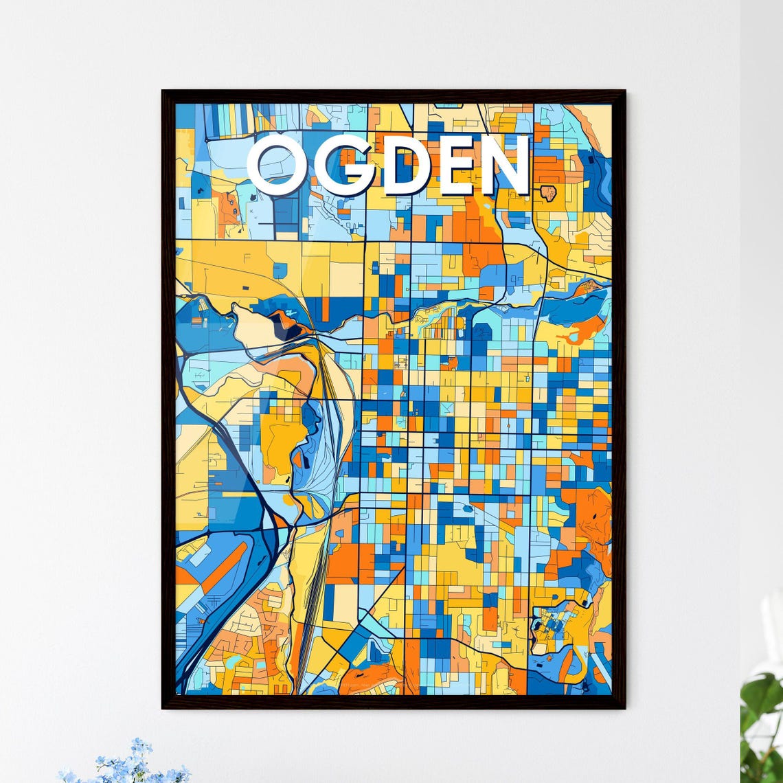 Ogden Utah Colorful Modern City Map Poster for Home and Office