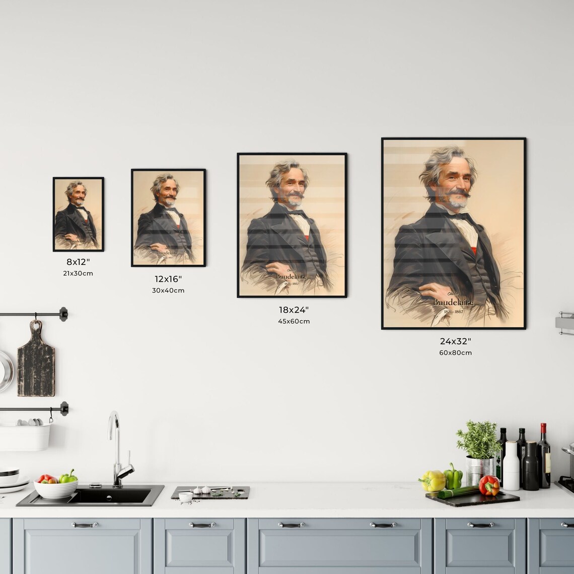Charles Baudelaire 1821 to 1867 Poet Portrait Vintage Art Poster - Image 3