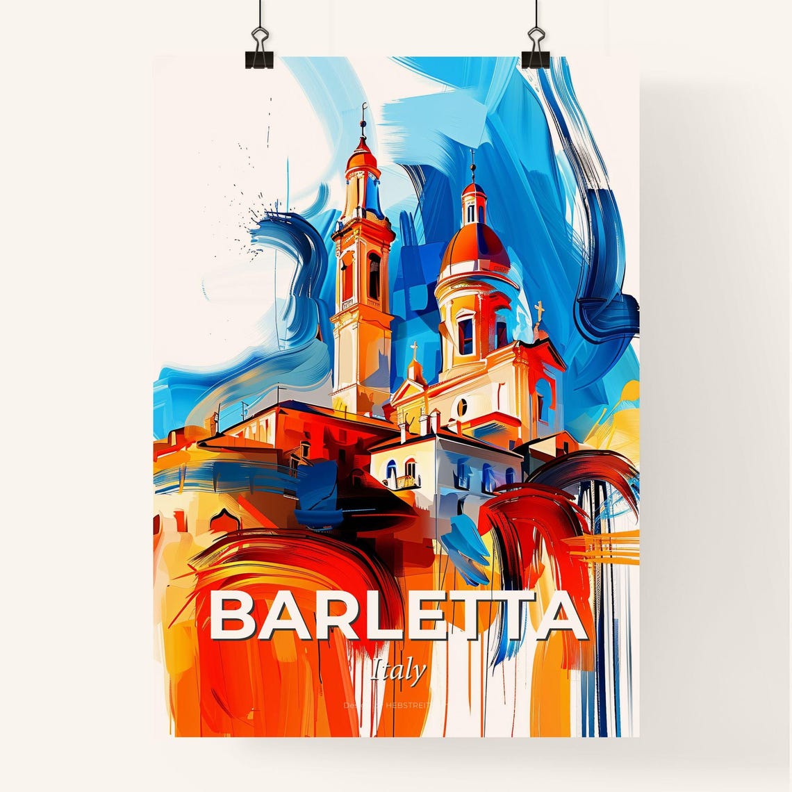 Barletta Italy Vibrant Watercolor Cathedral Town Decor Poster - Image 4