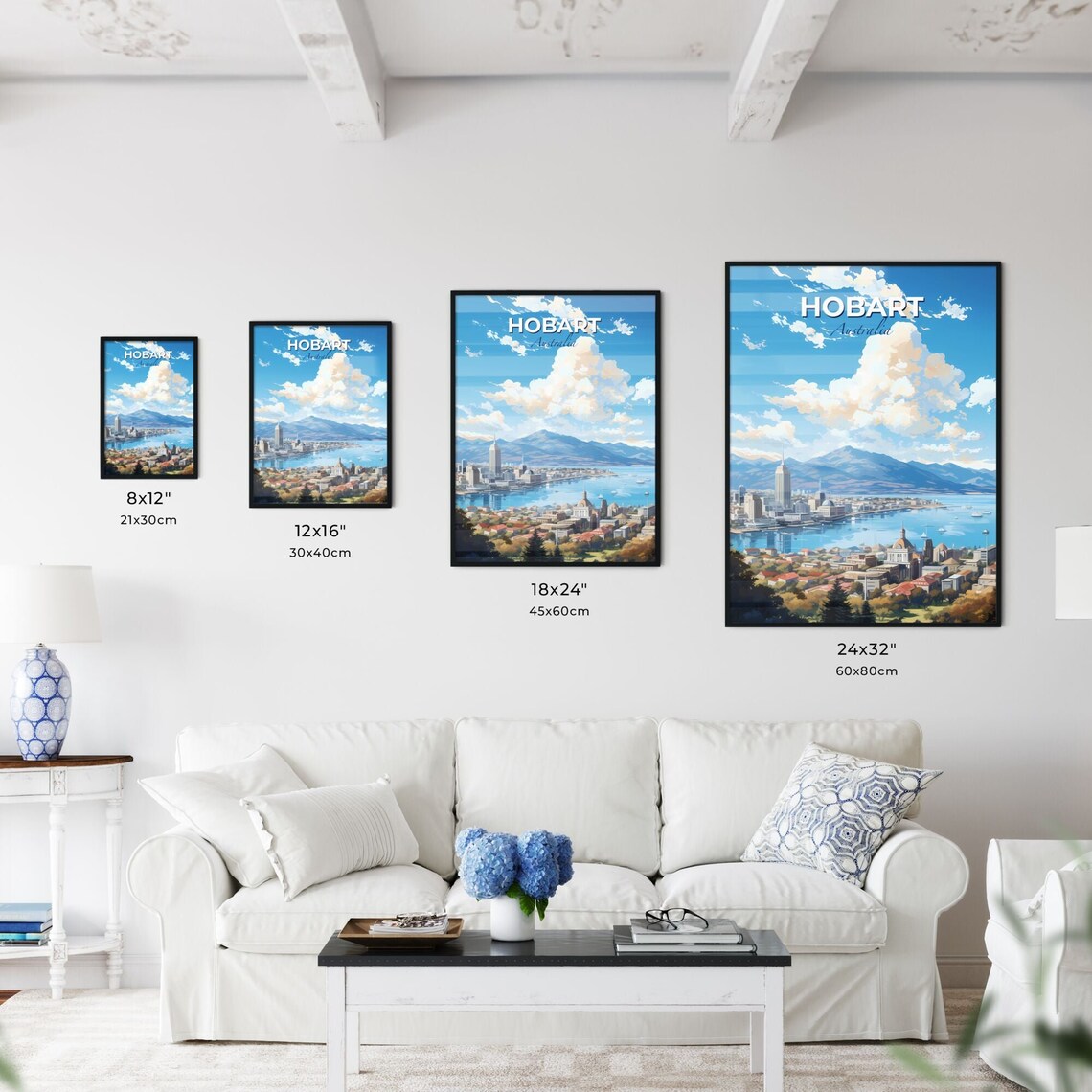 Hobart Australia Skyline Harbor Bay Mountain Waterfront Travel Poster - Image 3