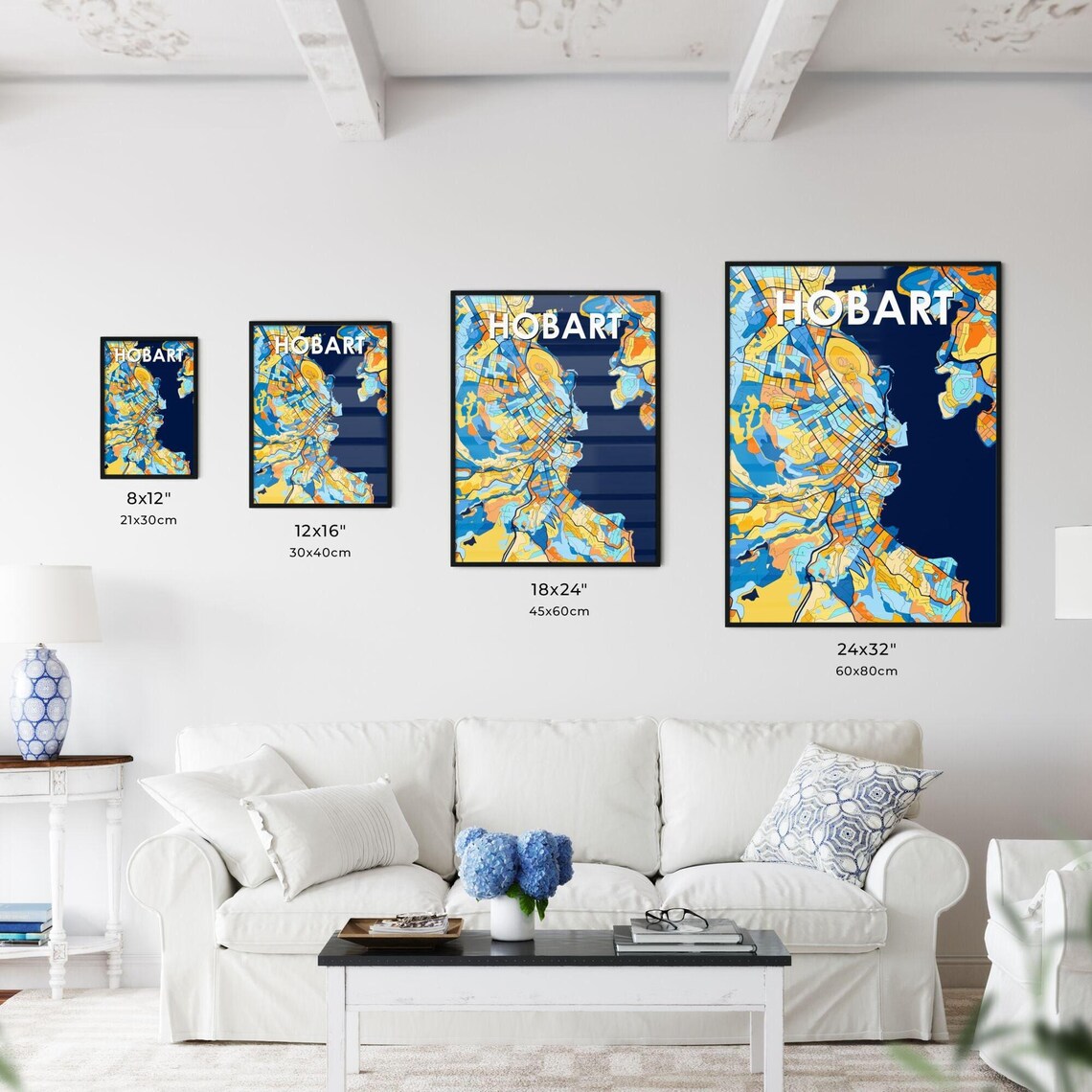 Hobart Australia Colorful Modern City Street Map Travel Decor Poster - Image 3