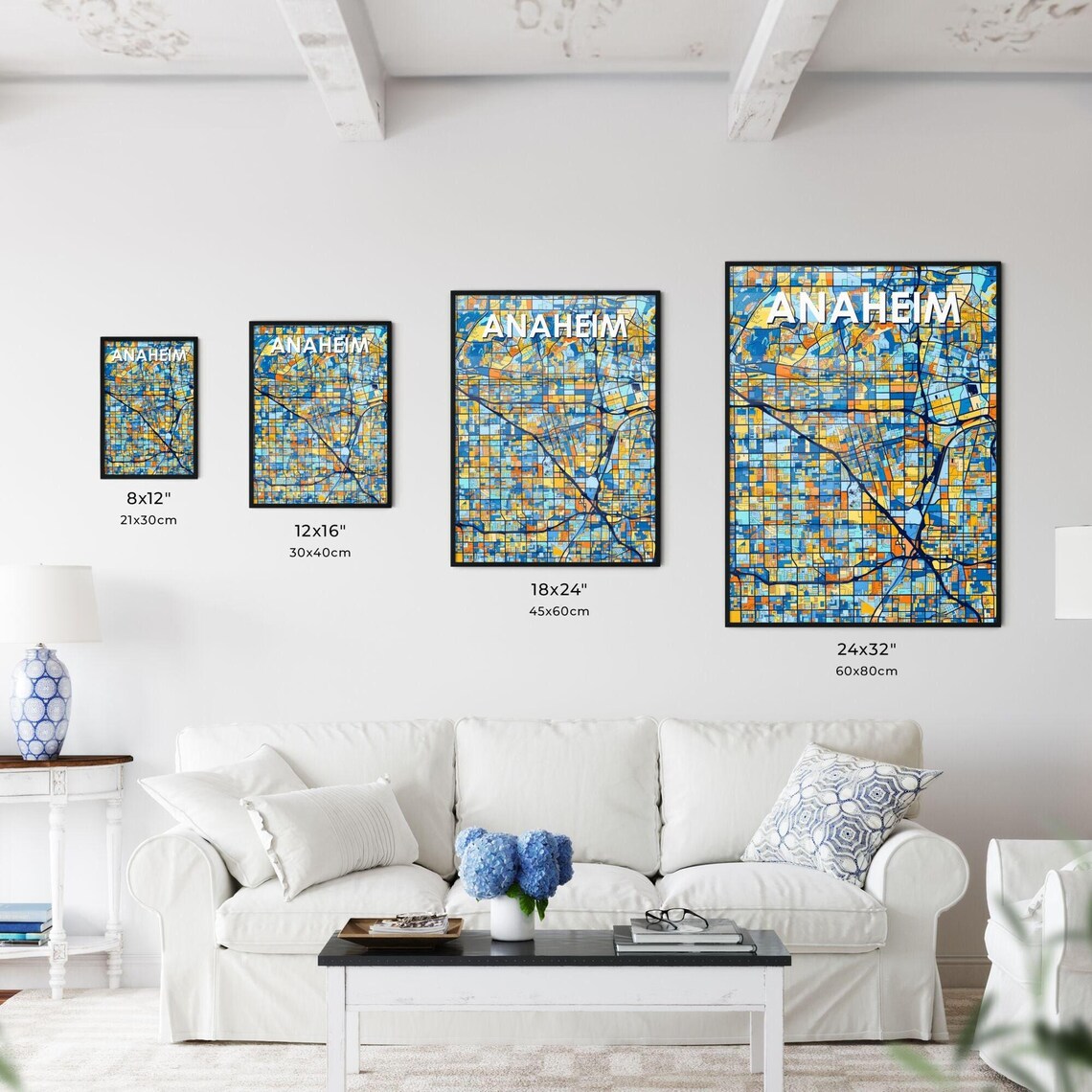 Anaheim California Vibrant Colorful Mosaic City Street Map Art Poster - Image 3