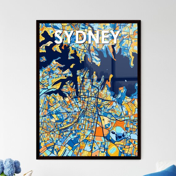 Sydney Australia Colorful Modern City Street Map Travel Decor Poster