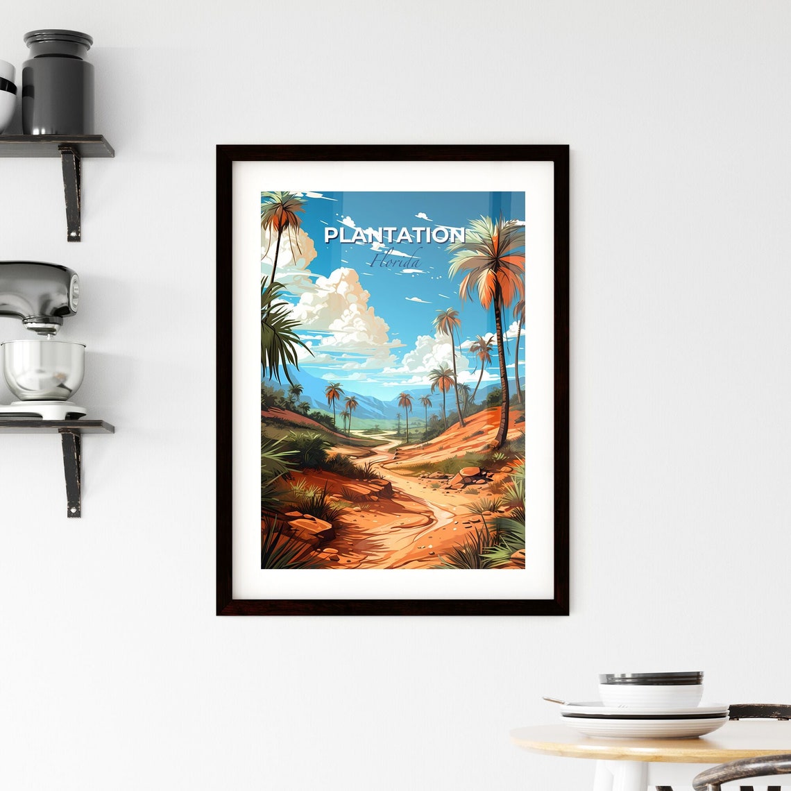 Plantation Florida Tropical Palm Tree Trail Desert Sunset Art Poster - Image 2