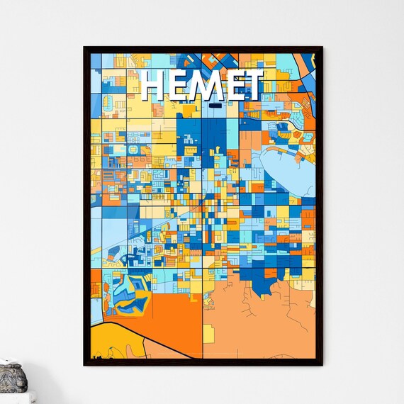 Hemet California Colorful Modern City Street Map Artwork Poster