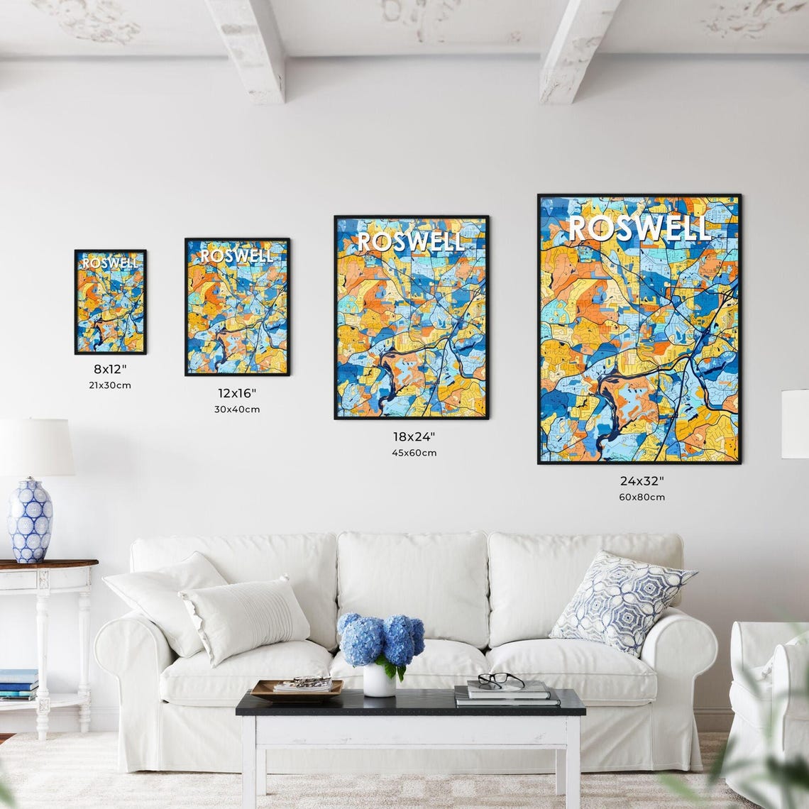Roswell Georgia City Map Poster Vibrant Modern Home Wall Decor Art - Image 4