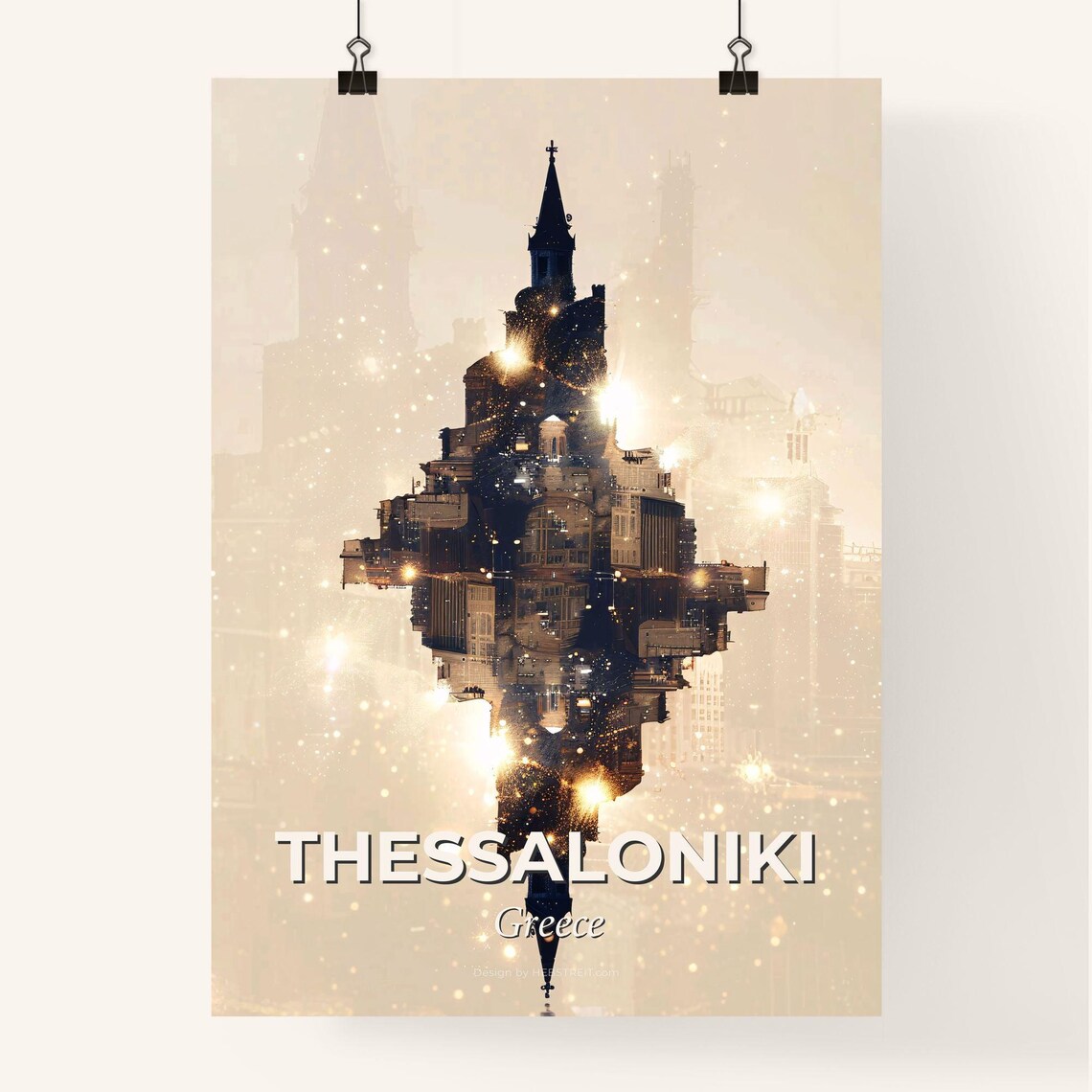 Thessaloniki Greece Skyline Silhouette City Travel Art Poster - Image 4