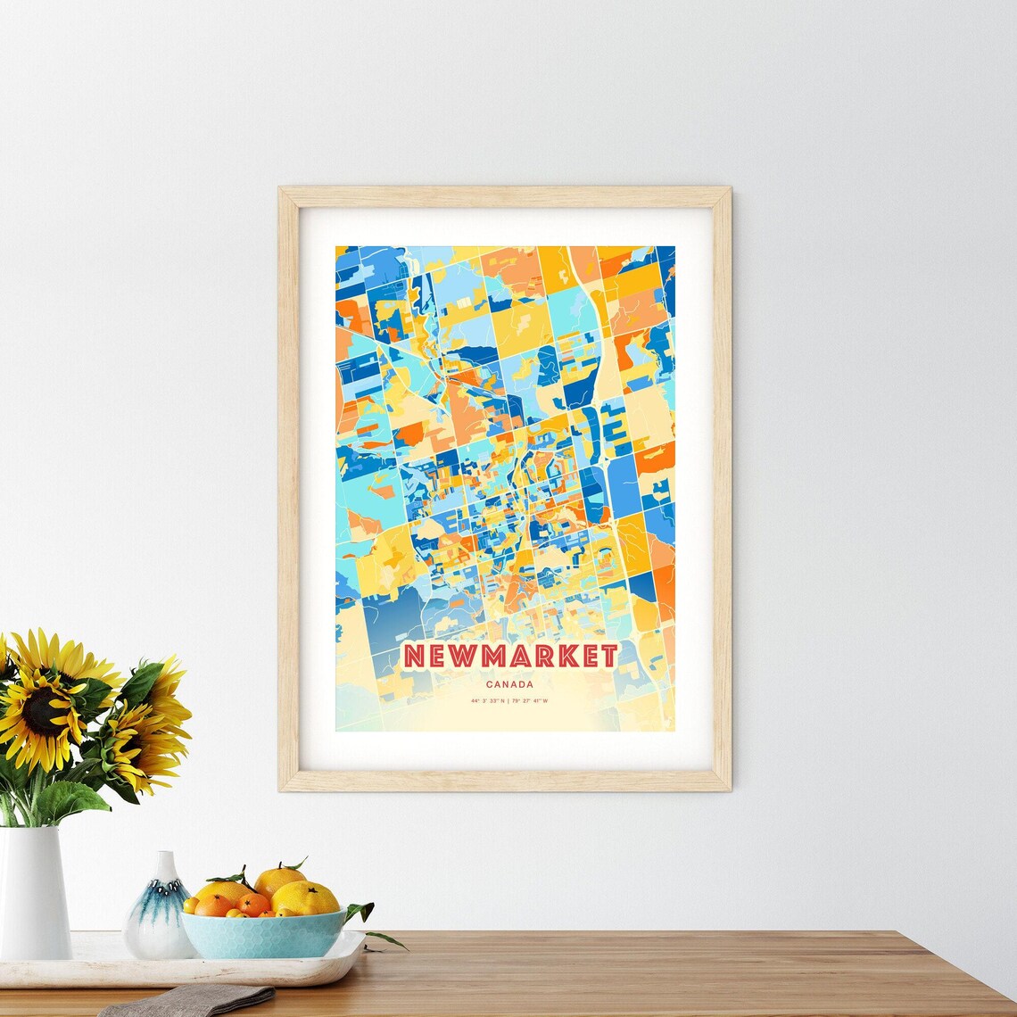 Newmarket Canada Blue Orange Street Map Art Home Decor Poster - Image 2