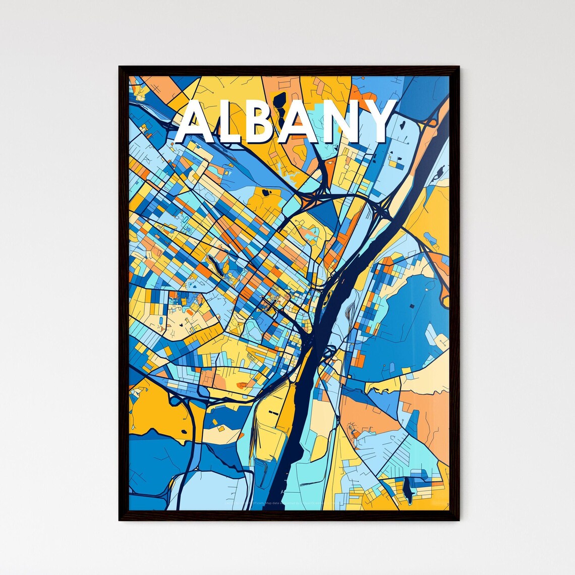 Albany New York Colorful Geometric City Street Map Art Poster