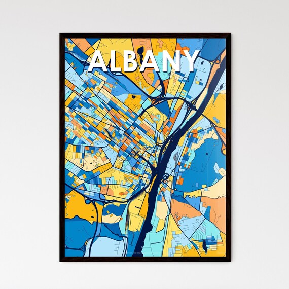 Albany New York Colorful Geometric City Street Map Art Poster