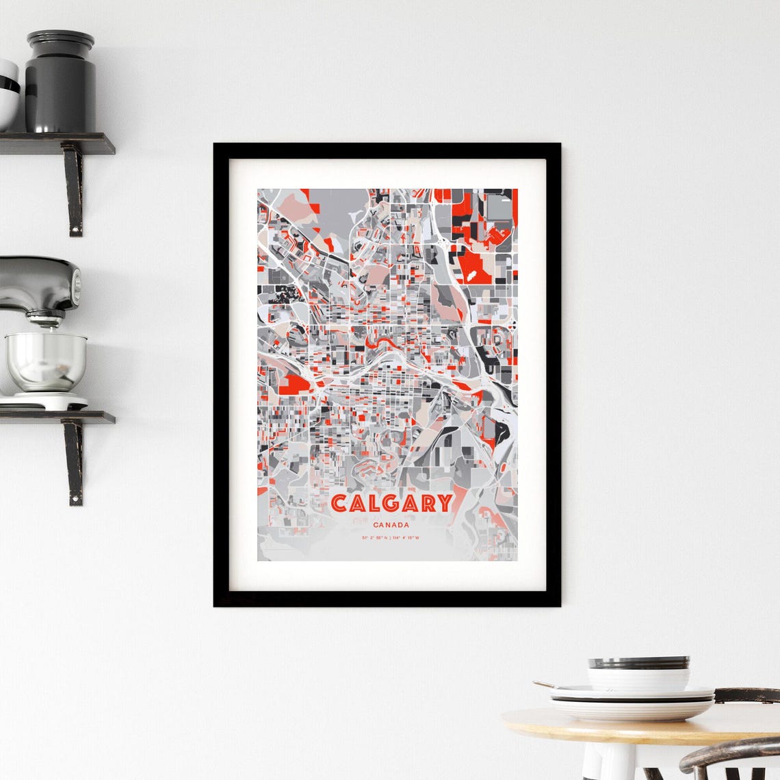 Calgary Canada Expressive Bold Red City Street Map Artwork Poster - Image 2