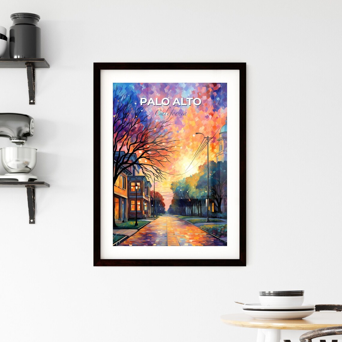 Palo Alto California Street With Trees Travel Poster - Image 2