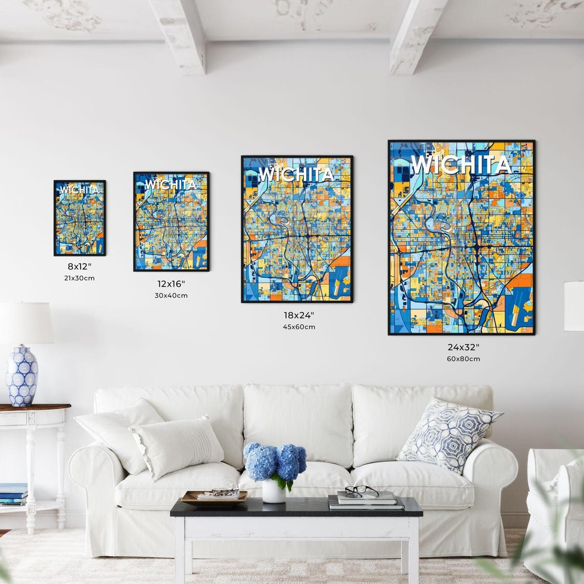 Wichita Kansas City Map Poster Vibrant Modern Home Wall Decor Art - Image 3