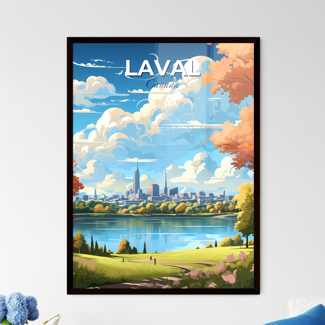 Laval Canada Lakeside Skyline Park Meadow Scenery Art Poster