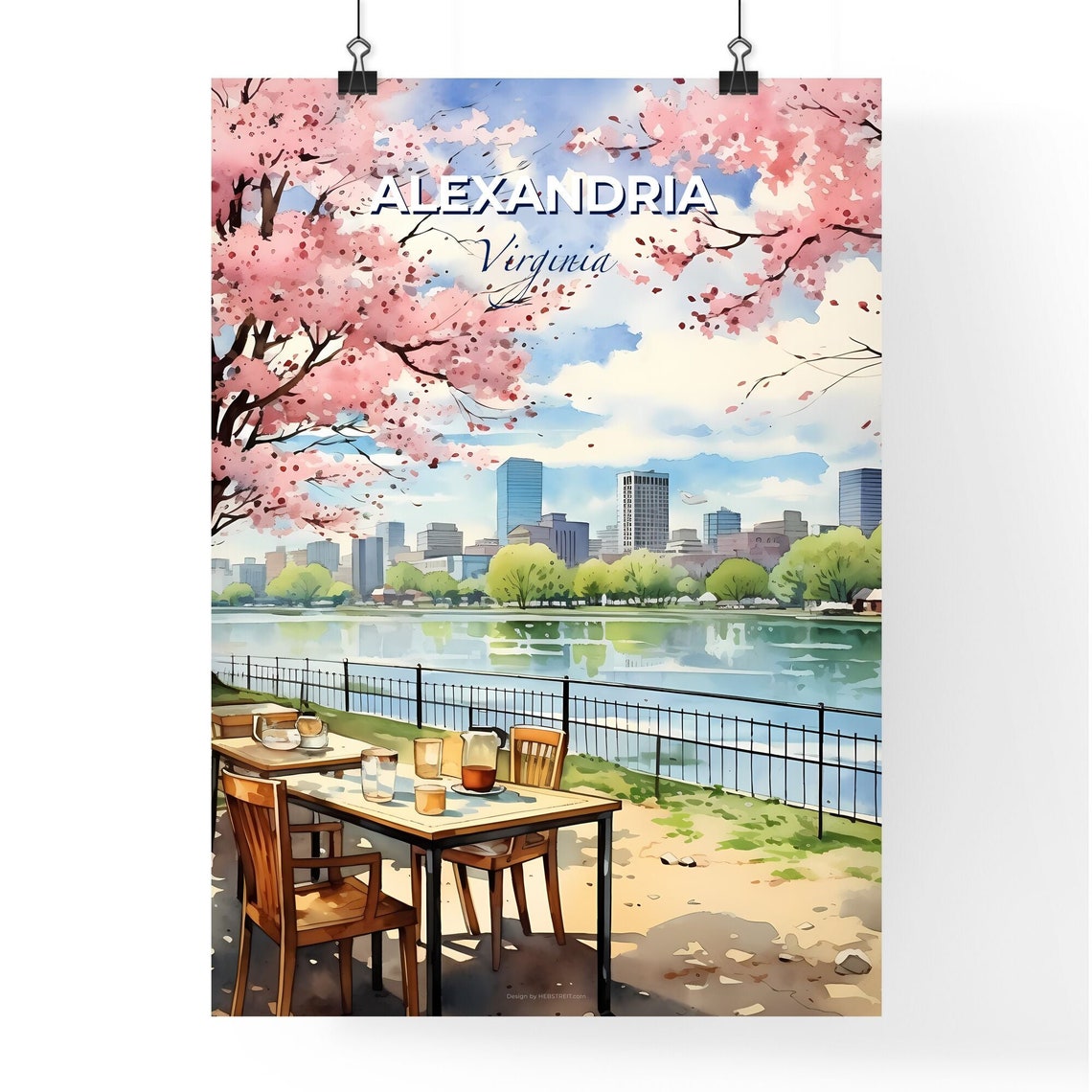 Alexandria Virginia Waterfront Cafe Cherry Blossom City View Poster - Image 4