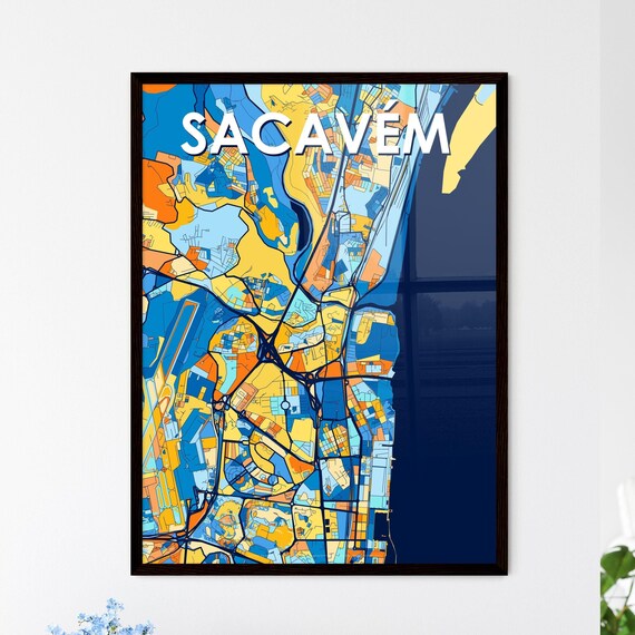 Sacavem Portugal Colorful City Street Map Poster Vibrant Travel Decor Gift
